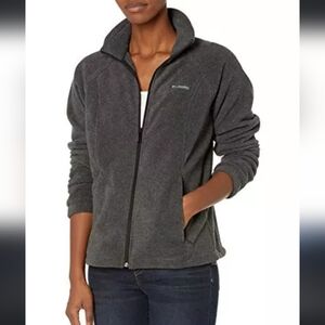 Columbia Fleece Zip Up Gray Jacket, Medium
